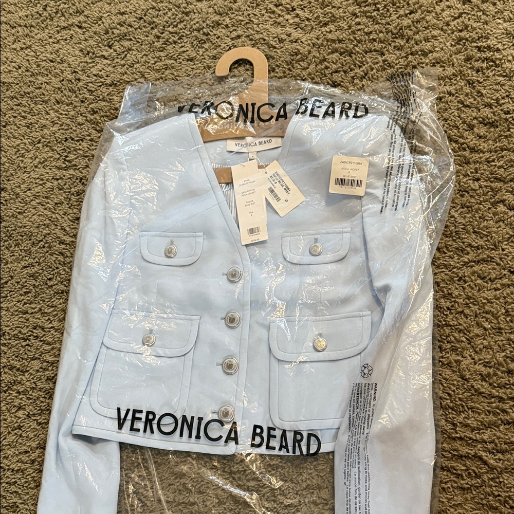 Veronica Beard Sky Blue Cropped Jacket